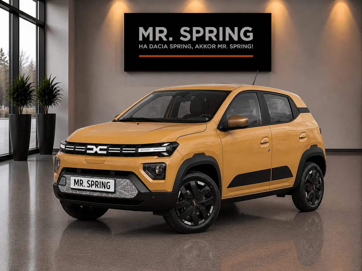 Narancssárga Dacia Spring a Mr. Spring showroomjában
