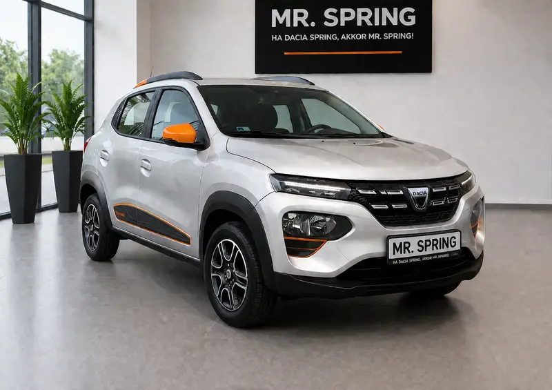 Ezüst Dacia Spring közelről